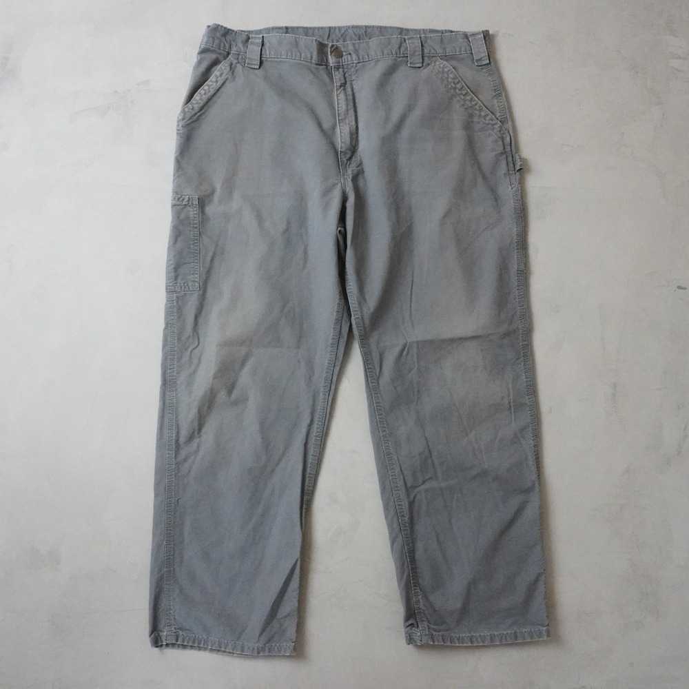 Vintage Carhartt Canvas Dungaree Pants 42x32 Mens Gray Carpenter Work